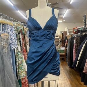 Speechless Teal Satin Dress